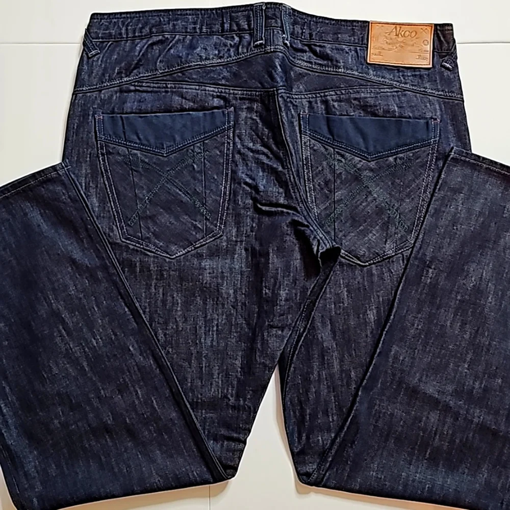 Akoo Blue Jeans. Quality Denim Collection. Men's Size: Waist 42x34 Inseam.